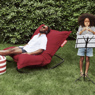  Combi deal: Rock 'n Roll Black + Fatboy The Original Outdoor Stripe Ocean Blue Pouffe - 8