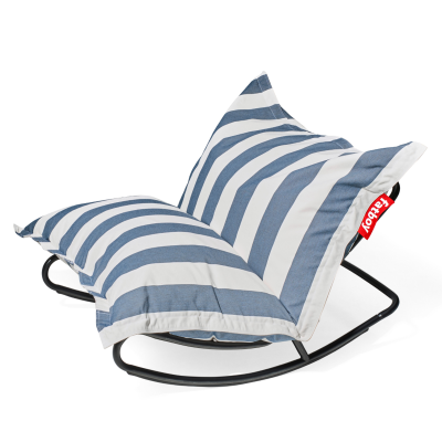 Combi deal: Rock 'n Roll Black + Fatboy The Original Outdoor Stripe Ocean Blue Pouffe