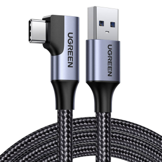Kabel USB do USB-C, kątowy UGREEN US385, 3A, 1m (czarny) - 2