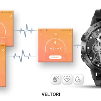 Smartwatch VELTORI VT120-1 Czarny Pasek Silikonowy - 12