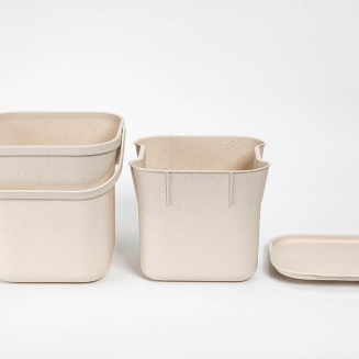 PLASTIA Kosz na bioodpady z wkładem 6 ltr kremowy - 5