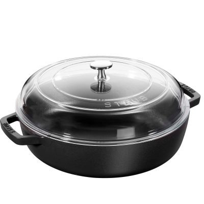  Cast iron frying pan with two handles and lid Staub - 28 cm, Black