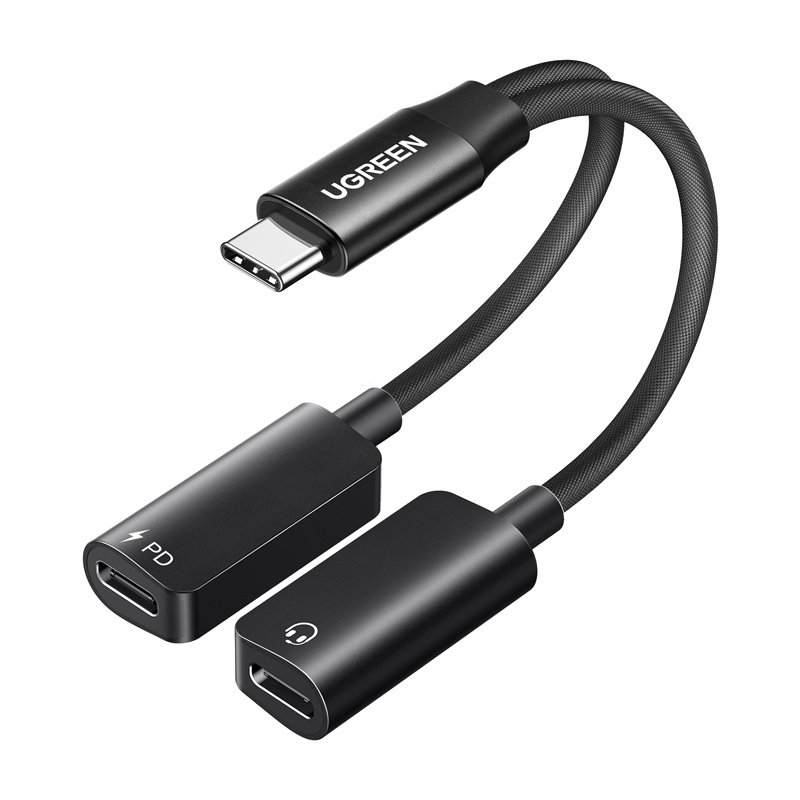 Karta dźwiękowa Ugreen CM821, USB-C do 2x USB-C (czarna)