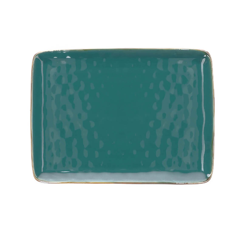  Rose&Tulipani | Concerto Ottanio rectangular plate - Blue-green, 36 x 26.5 cm