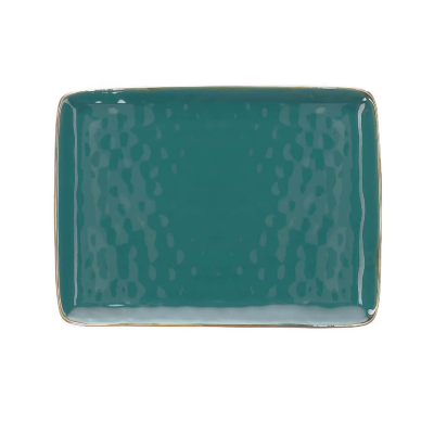  Rose&Tulipani | Concerto Ottanio rectangular plate - Blue-green, 36 x 26.5 cm