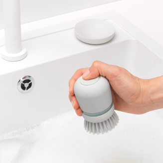  Brabantia Sink Side dishwashing brush with liquid dispenser, light gray - 10