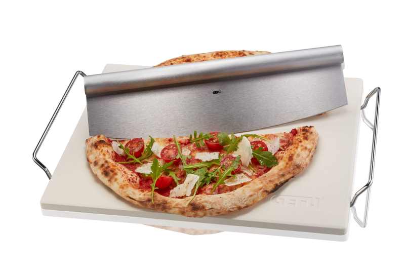  Gefu Darioso rectangular pizza knife + stone set with stand