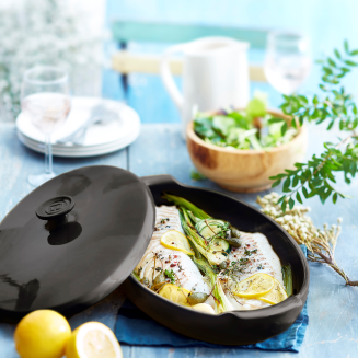  Emile Henry Papillote steamer for fish, 42 x 25 cm, black - 5