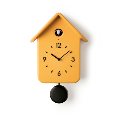  Wall clock with cuckoo and pendulum Guzzini QQ ocher
