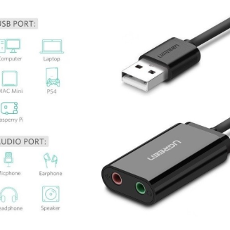 Zewnętrzna karta dźwiękowa USB UGREEN   US205 15cm (czarny) - 3