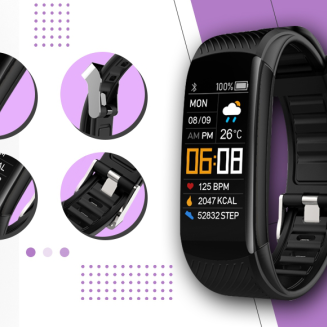 Smartwatch GIEWONT Czarno Jasnofioletowy 2 Paski GW200-8 - 2