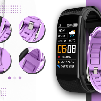 Smartwatch GIEWONT Czarno Jasnofioletowy 2 Paski GW200-8 - 3