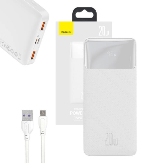Powerbank Baseus Bipow 10000mAh, 2xUSB, USB-C, 20W (biały) - 8