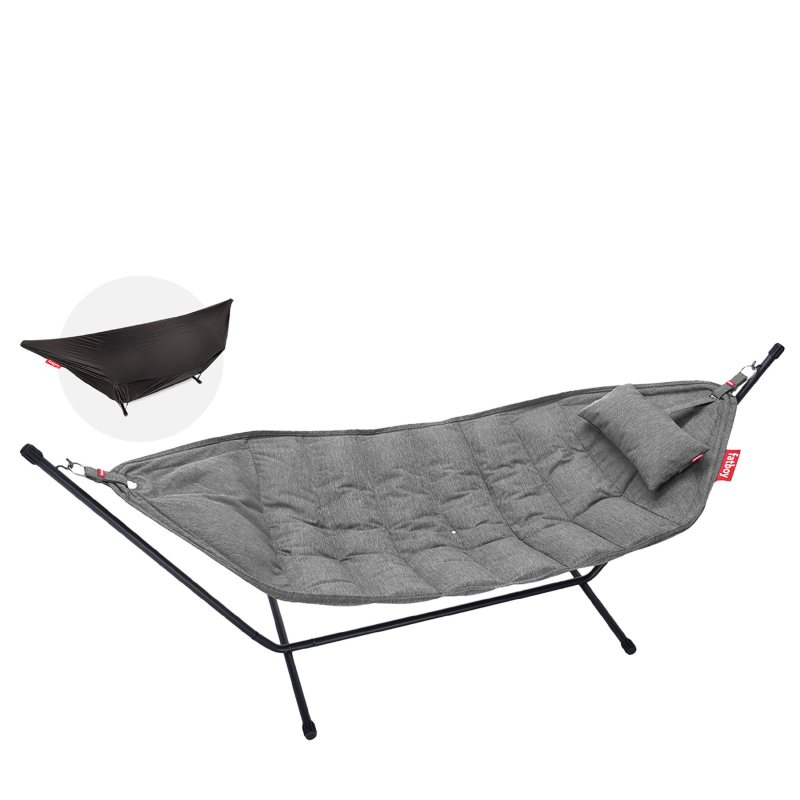  Fatboy Headdemock Superb Deluxe Rock Gray hammock with black stand