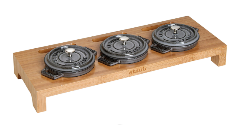  Wooden stand for 3 Mini Cocotte Staub - Brown