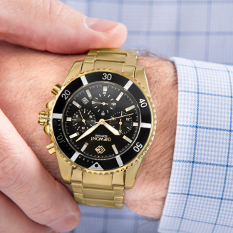 Zegarek Męski Giewont Chronograph Sapphire Złoto Czarny GW3970-B7 - 4