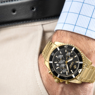 Zegarek Męski Giewont Chronograph Sapphire Złoto Czarny GW3970-B7 - 3