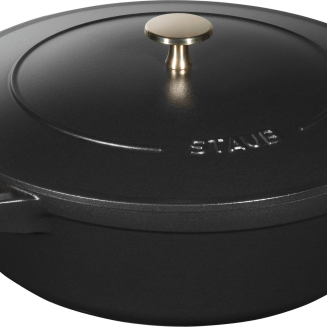  Set of 3 Staub cast iron cookware with lid - 24 cm, Black - 10