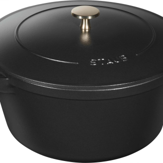  Set of 3 Staub cast iron cookware with lid - 24 cm, Black - 5
