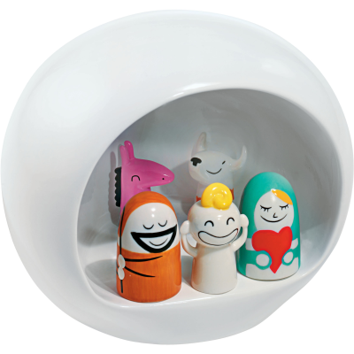  Nativity scene with Alessi figurines, 6 elements, white