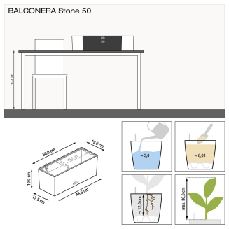  Lechuza Balconera Stone planter 50 | 80 white quartz - 5