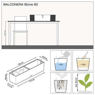  Lechuza Balconera Stone planter 50 | 80 white quartz - 6