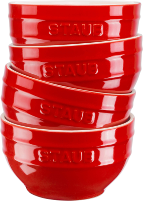  Set of 4 Staub round bowls - 14 cm, Red