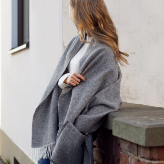 Szal z kieszeniami Lapuan Kankurit ARVO white-melange grey 60x180 cm - 2