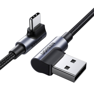 Kabel UGREEN US176 USB-A-USB-C 1m kątowy (czarny) - 2