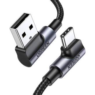 Kabel UGREEN US176 USB-A-USB-C 1m kątowy (czarny) - 4