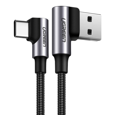 Kabel UGREEN US176 USB-A-USB-C 1m kątowy (czarny)