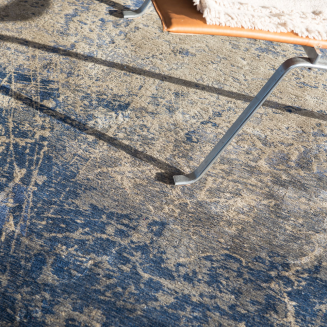  Louis de Poortere Mad Men Cracks abyss blue round rug - 6