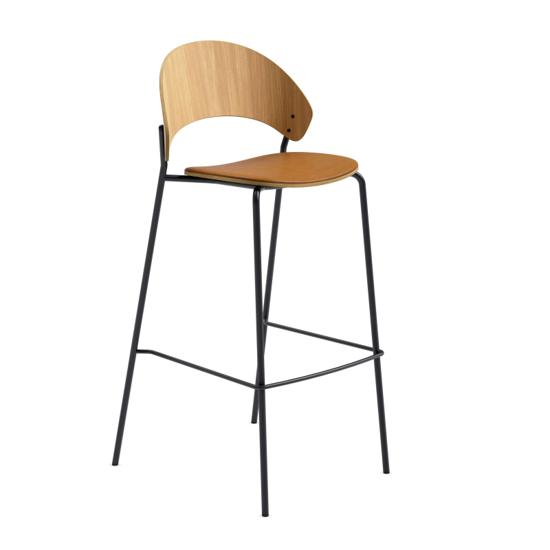 Eva Solo Dosina oiled oak & cognac leather stool 75 cm