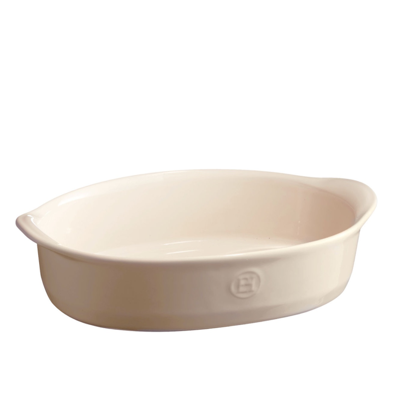  Small oval baking dish Emile Henry 24x17 cm cream