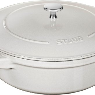  Set of 3 Staub cast iron cookware with lid - 24 cm, white truffle - 4