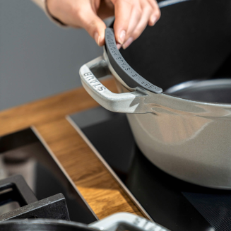  Set of 3 Staub cast iron cookware with lid - 24 cm, white truffle - 5