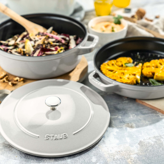  Set of 3 Staub cast iron cookware with lid - 24 cm, white truffle - 7