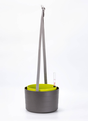PLASTIA BERBERIS Wisząca donica samonawadniająca okrągła 30 cm szaro-brązowy