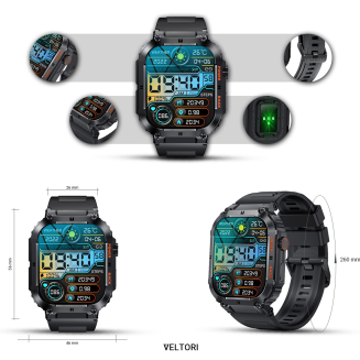 Smartwatch VELTORI VT200-1 Czarny Pasek Silikonowy - 9