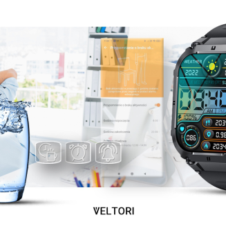 Smartwatch VELTORI VT200-1 Czarny Pasek Silikonowy - 11