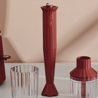 Hand blender with a set of Alessi Plisse accessories, red - 2