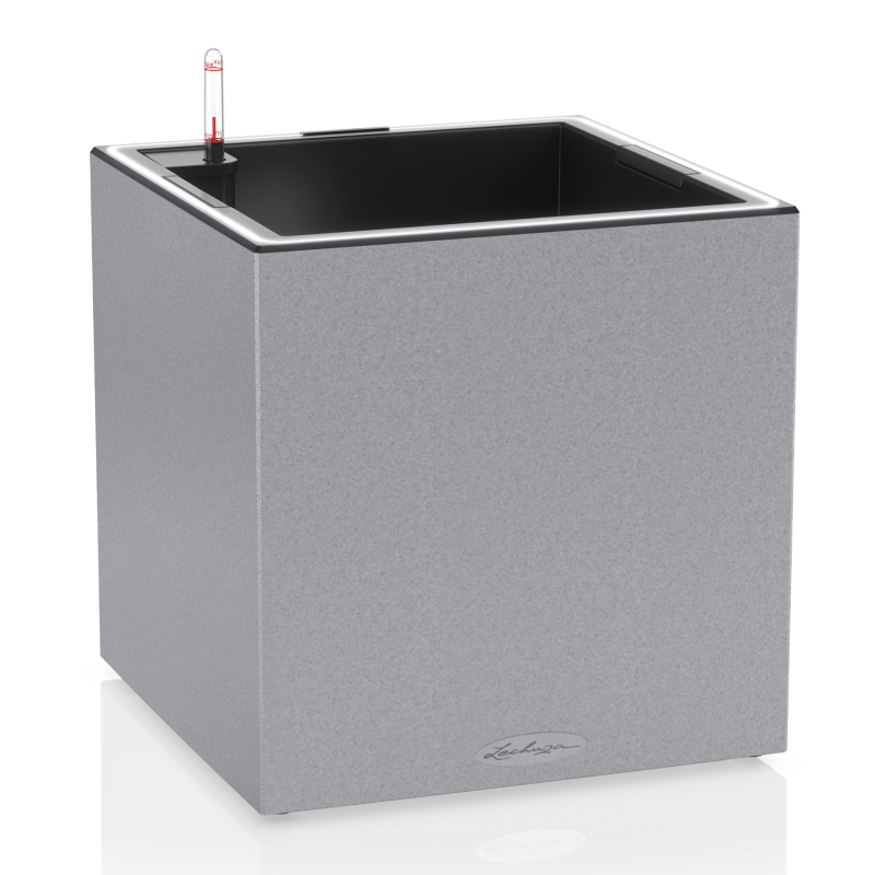 Lechuza Canto Stone 40 LED cube flowerpot, stone gray