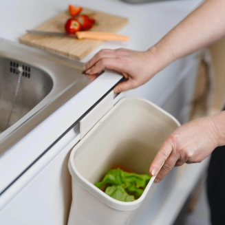 PLASTIA Wiszący pojemnik na bioodpady 27.5x14 cm kremowy - 5