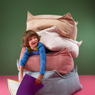  Wigiwama Square Ottoman Blueberry Blue Children's Pouf - 2