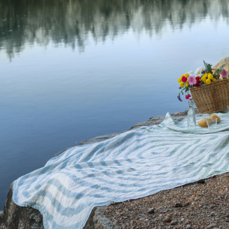 Ręcznik Lapuan Kankurit METSALAMPI blueberry-olive 95x180 cm - 7