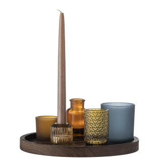  Set of 5 Bloomingville Sanga Brown candle holders with tray - 5