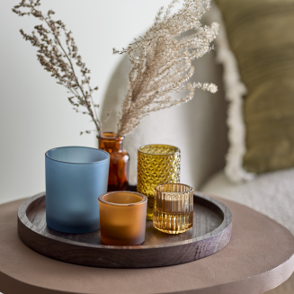  Set of 5 Bloomingville Sanga Brown candle holders with tray - 4