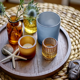  Set of 5 Bloomingville Sanga Brown candle holders with tray - 2