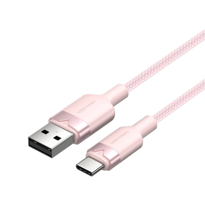 Kabel USB 2.0 A do USB-C 3A Vention CTNPF 1M (różowy)