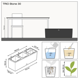  Lechuza Trio Stone planter 30 stone gray - 4